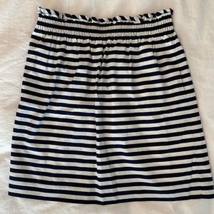 J. Crew navy and white striped skirt